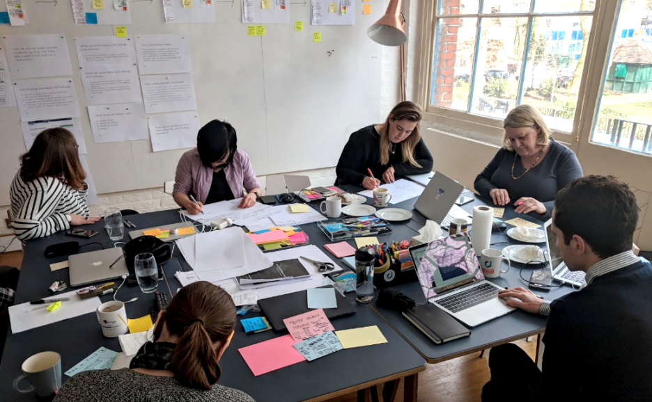 A co-design session with the team working on the DfE Teaching Vacancies service