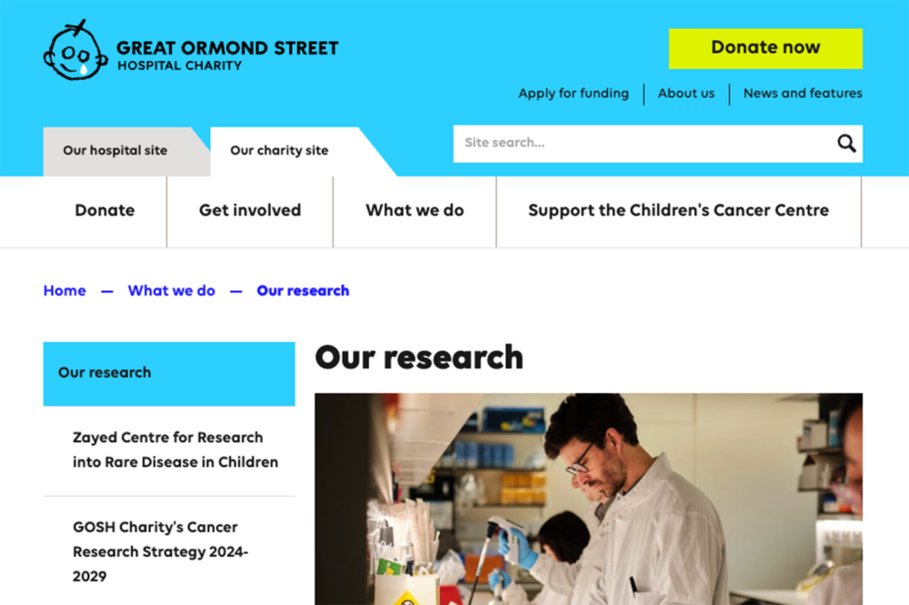 Screenshot of GOSH website