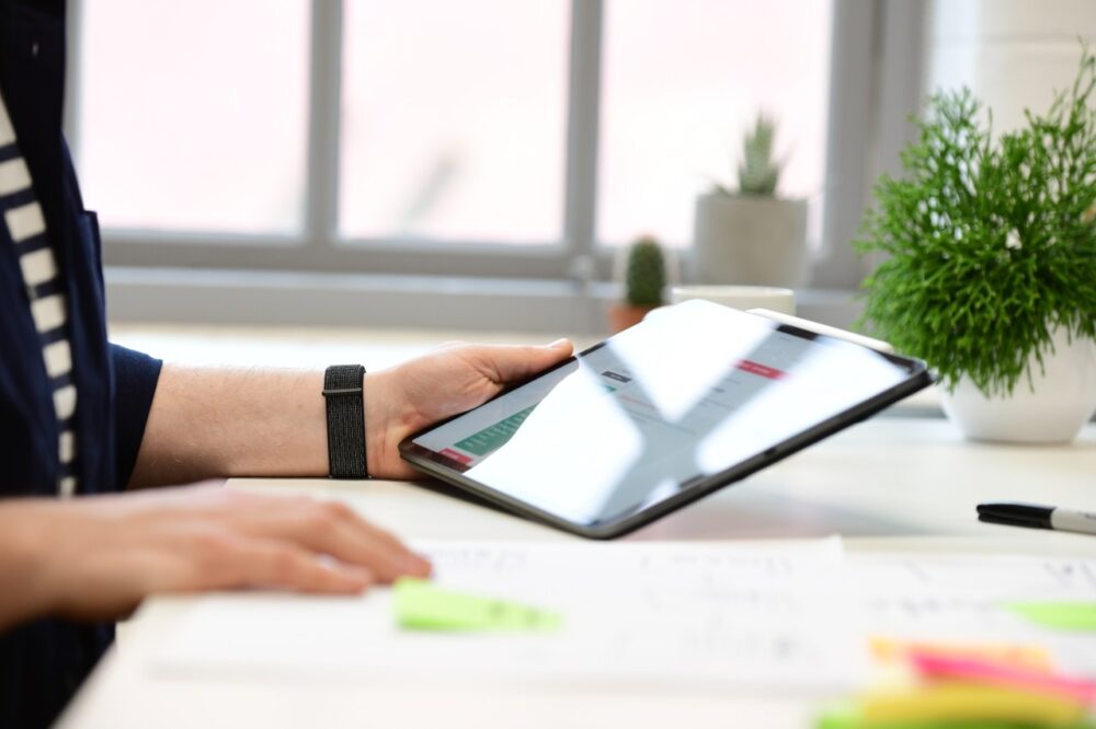 A person using a tablet