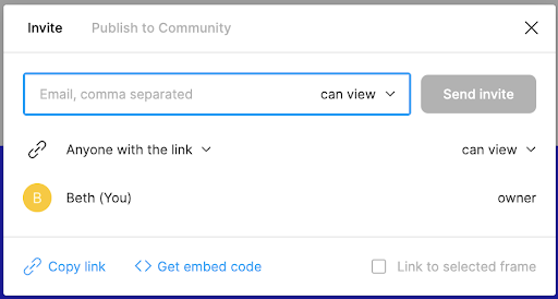 You can invite members of your team and external members to join the board using their email. The sharing feature gives you access over who can view and edit the board and prototype which is really useful