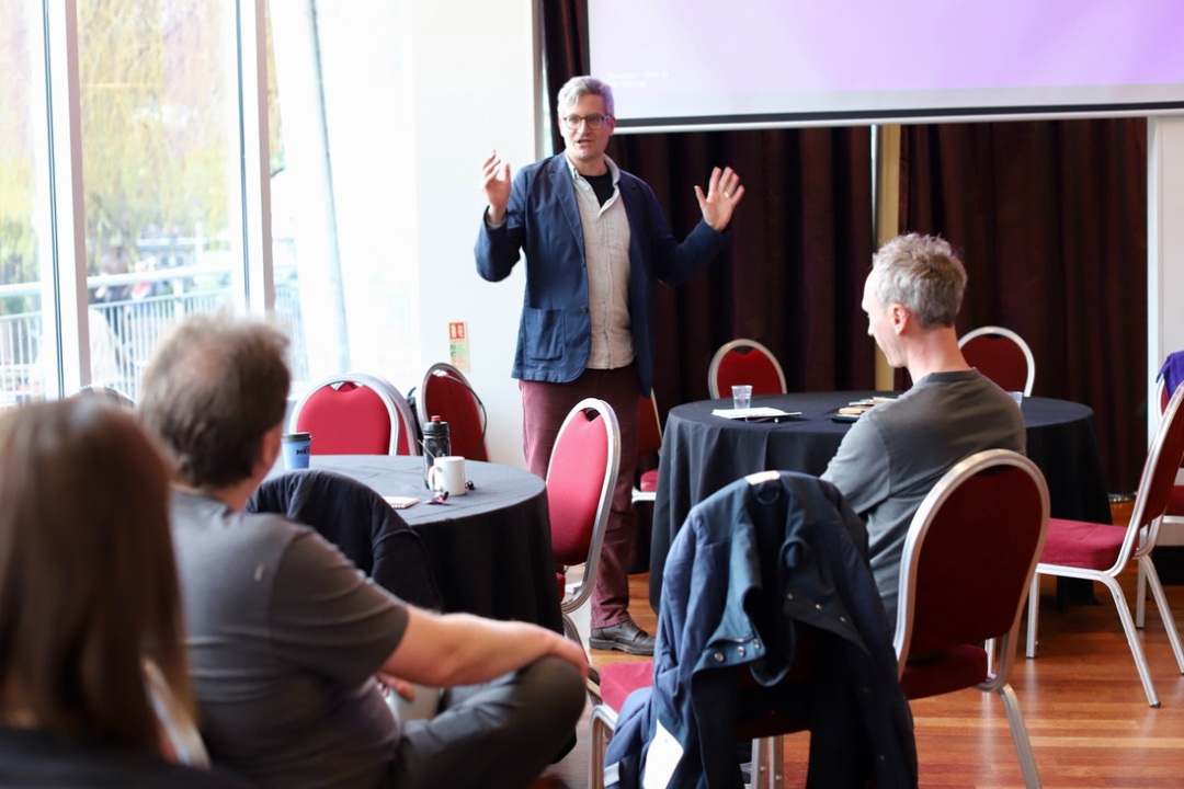 Timothy Hill stood up presenting at dxw unconference