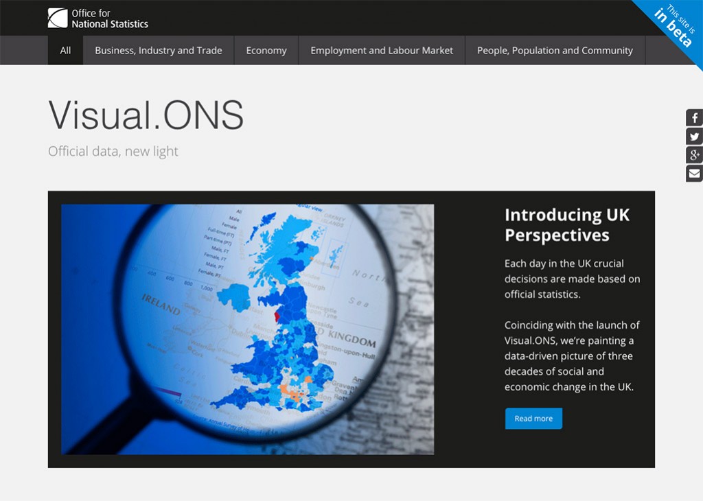 Visual.ONS homepage screenshot